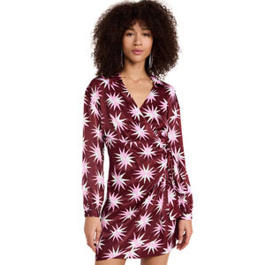 Kitri Donna Star Mini Wrap Dress Berry Cutout Star Long Sleeve Mini NWT Size 4